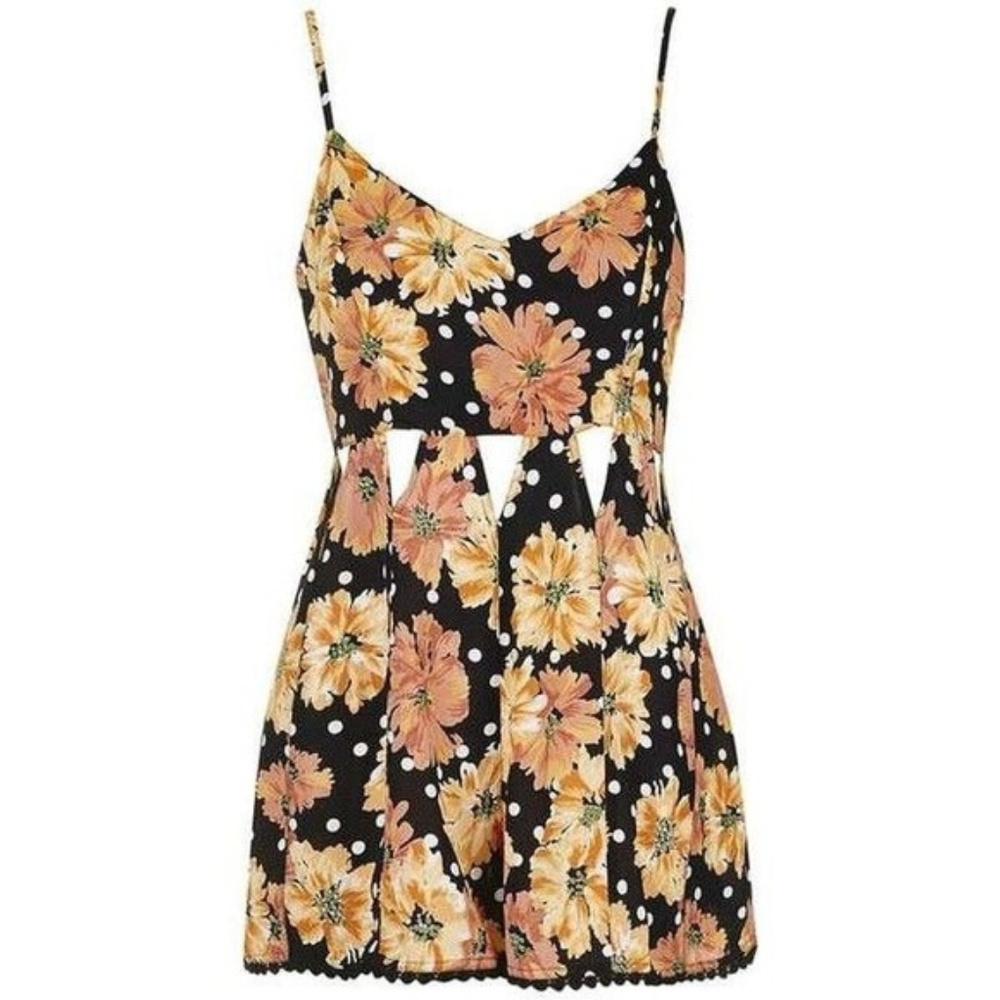Topshop Floral Black Romper - Size 4